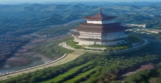 中国建筑工程招投标制度改革示意图，现代化政府大楼前工程人员讨论规范化流程，象征蒋艳萍案推动的制度完善